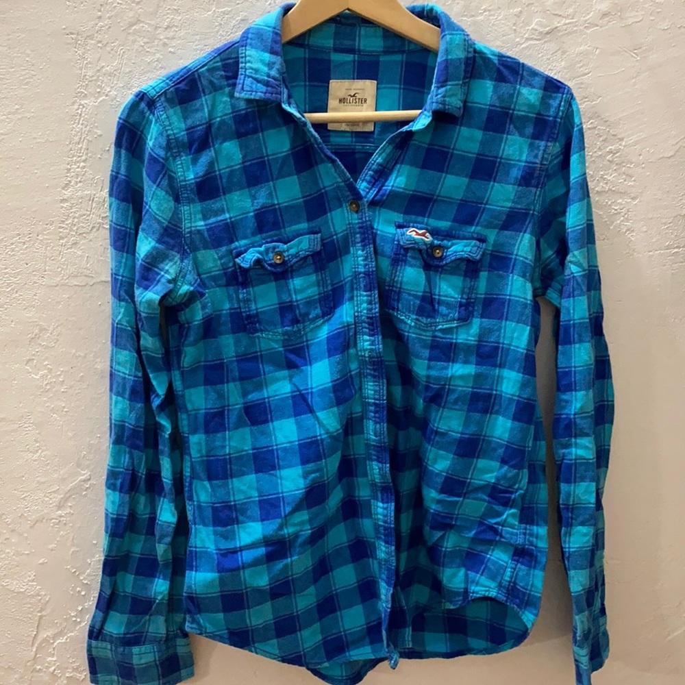 Hollister Blue Checkered Flannel